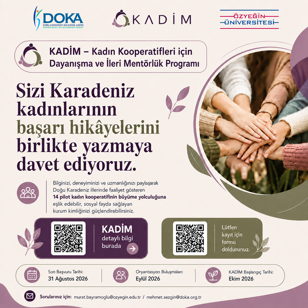 KADİM – Kadın Kooperatifleri için Dayanışma ve İleri Mentörlük Programı Mentör Başvuru Duyurusu